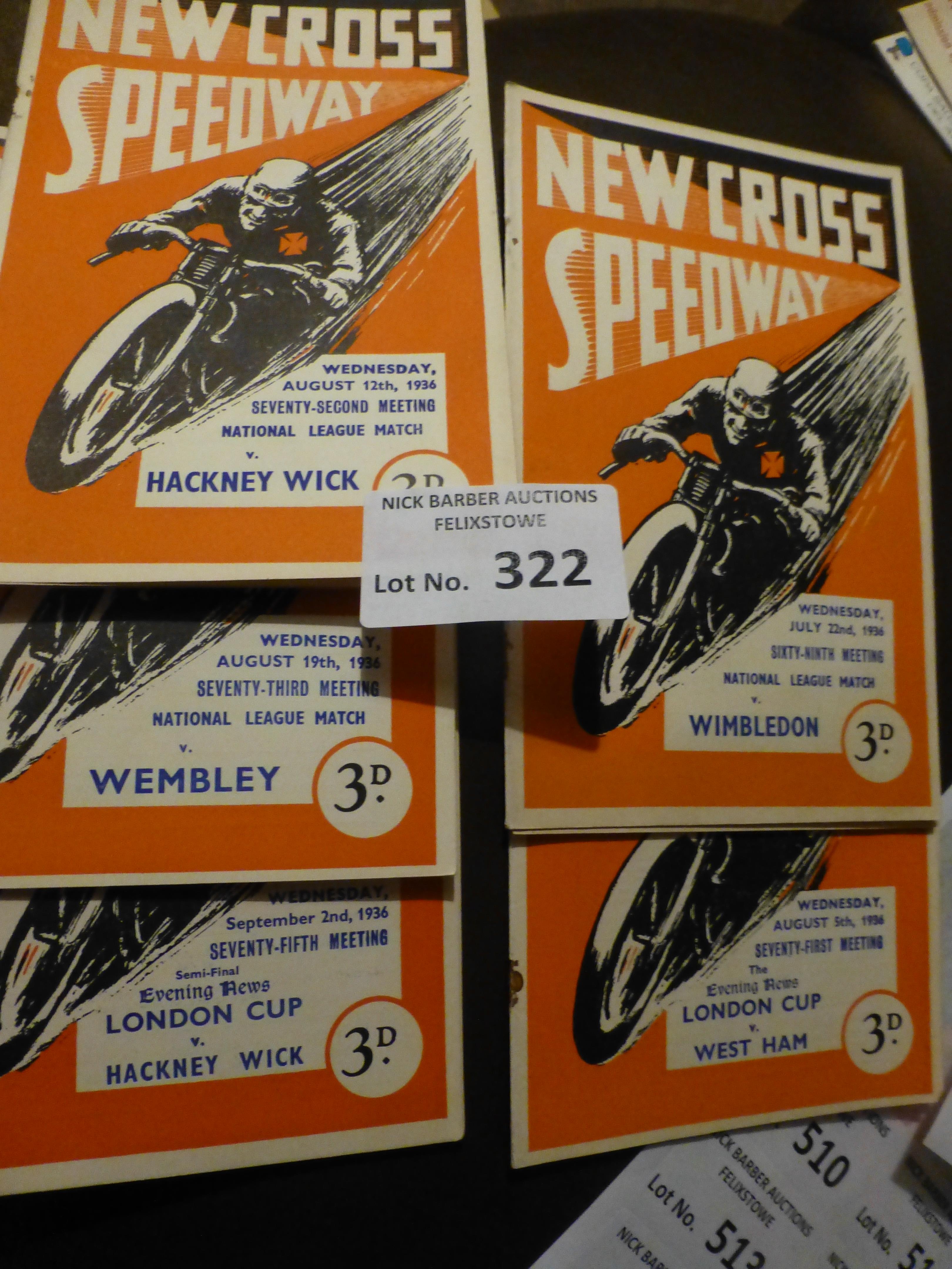 Speedway : New Cross programmes x 5 v Hackney 02/0