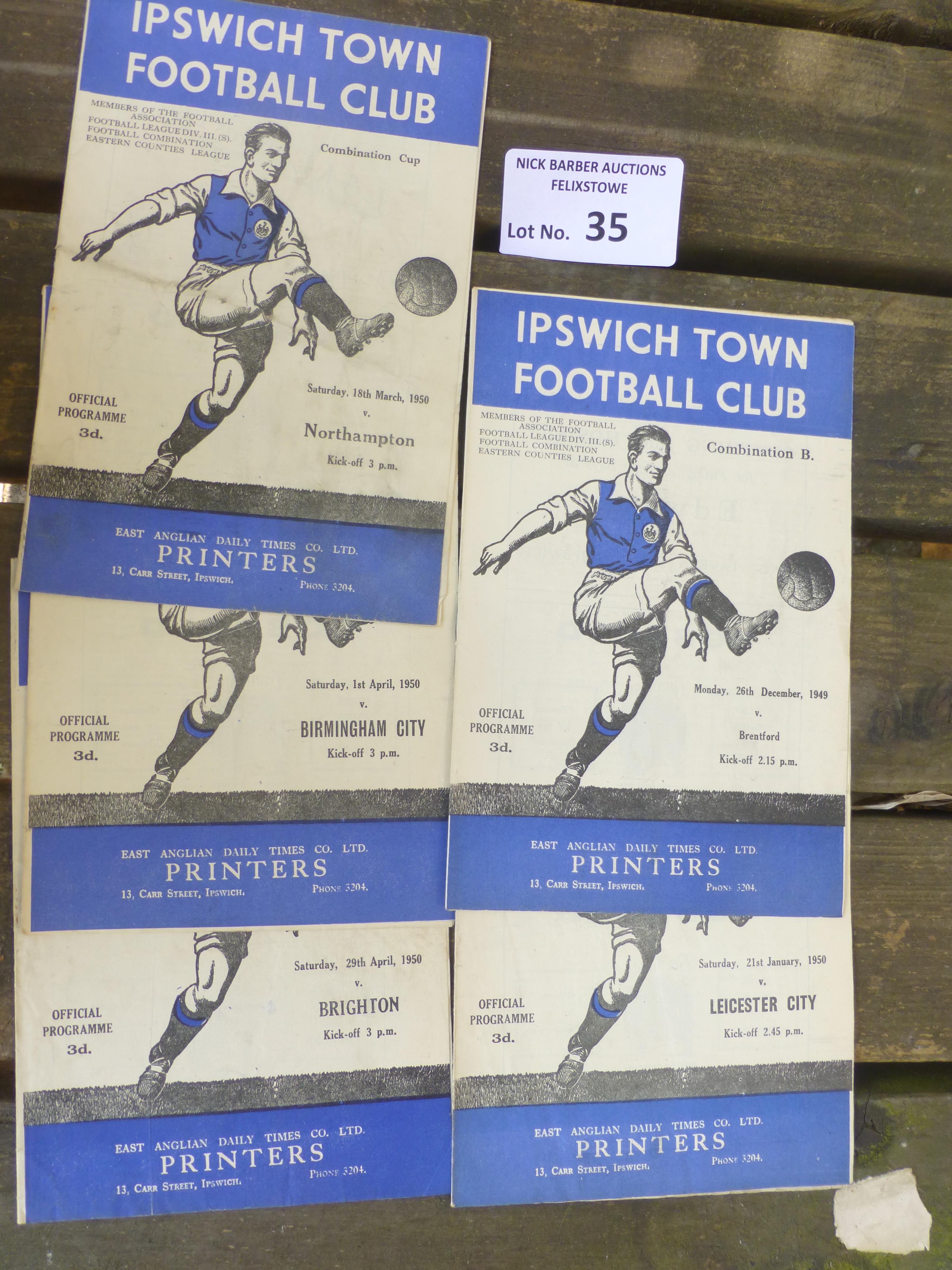 Football : Ipswich Town 1949/50 progs Combination,