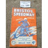 Speedway : Bristol v Belle Vue 06/05/1938 programm