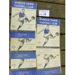 Football : Ipswich Town home progs 1949/50 combina