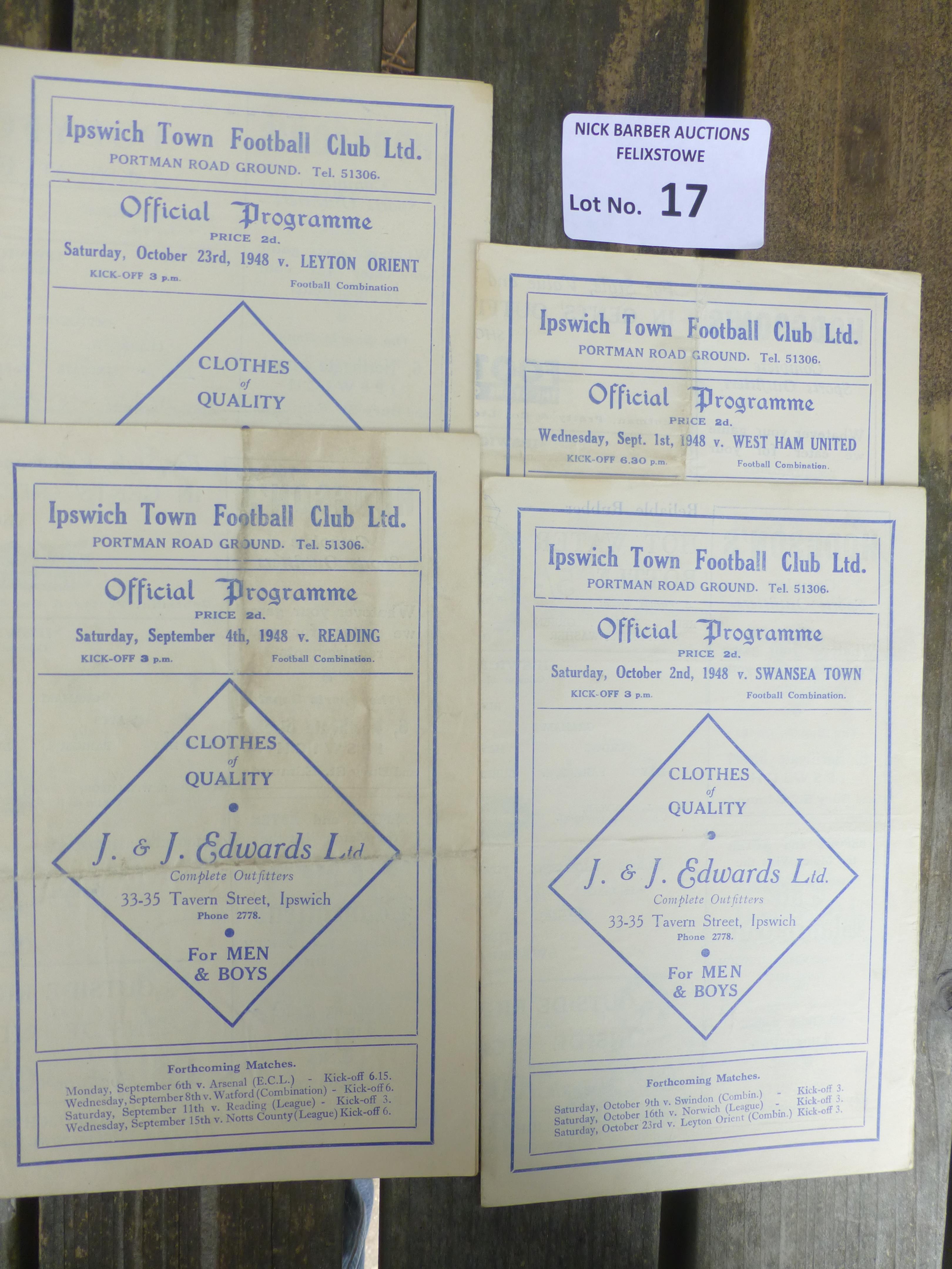 Football : Ipswich Town home progs 1948/9 combinat