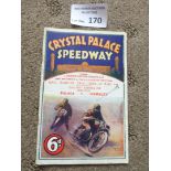 Speedway : Crystal Palace v Wembley programme prog