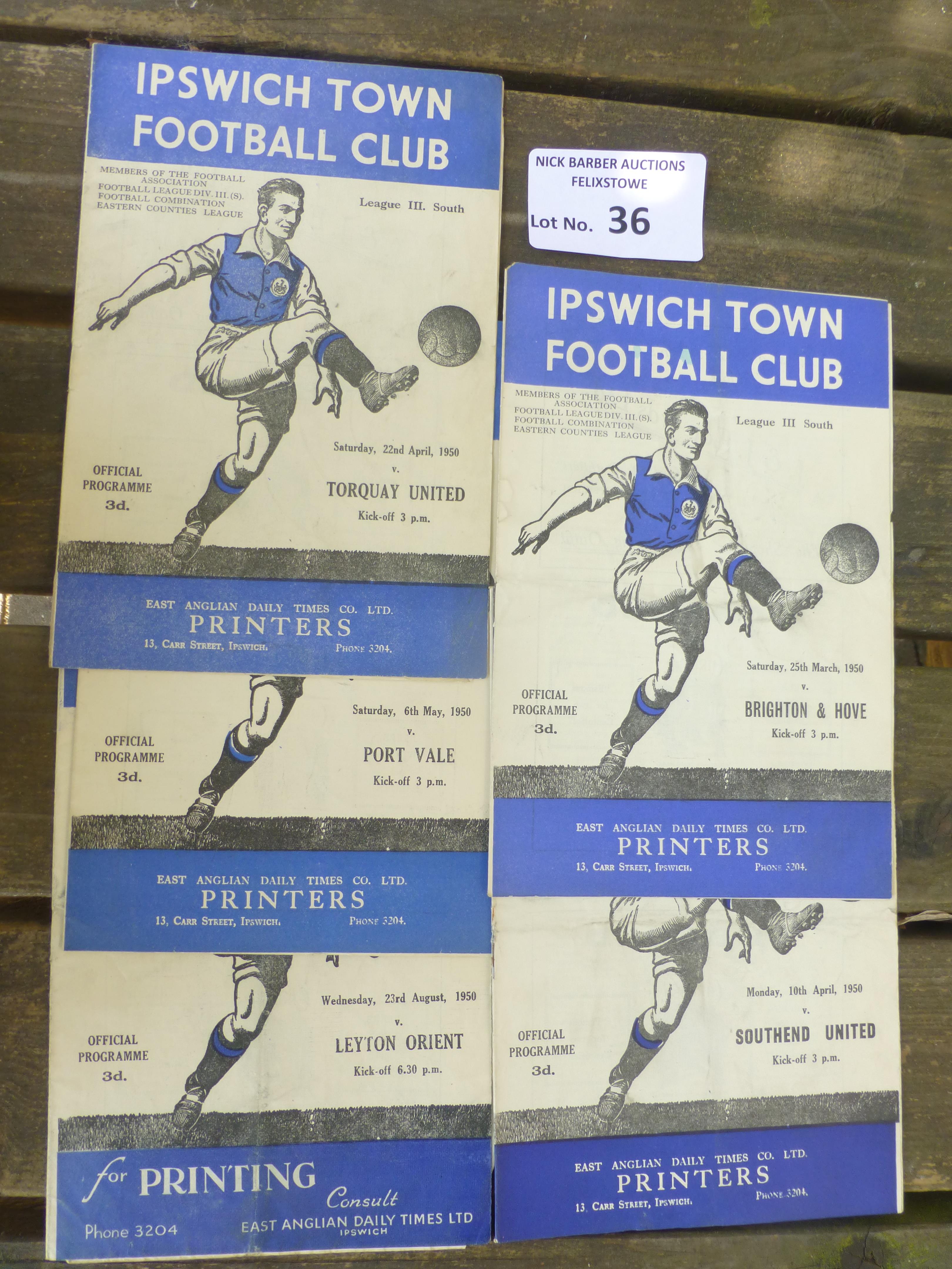 Football : Ipswich Town 1949/50 progs league - v L