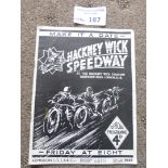 Speedway : Hackney v West Ham 03/09/1937 - prog in