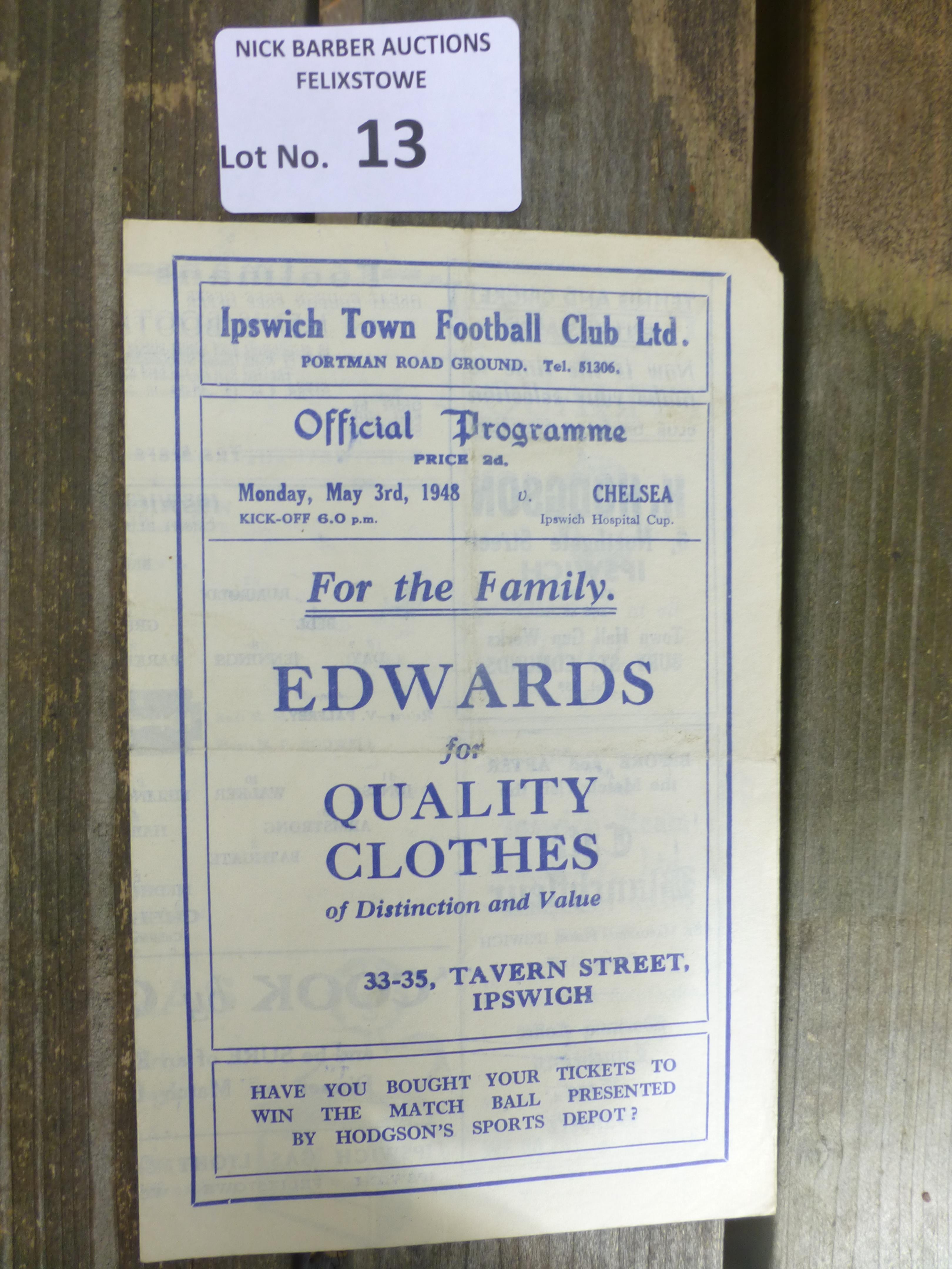 Football : Ipswich Town v Chelsea 1947/8 03/05/194