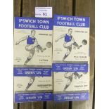Football : Ipswich Town home progs 1953/4 Combinat