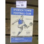 Football : Ipswich Town 1950/51 programme combinat