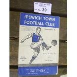 Football : Ipswich Town home progs 1949/50 combina