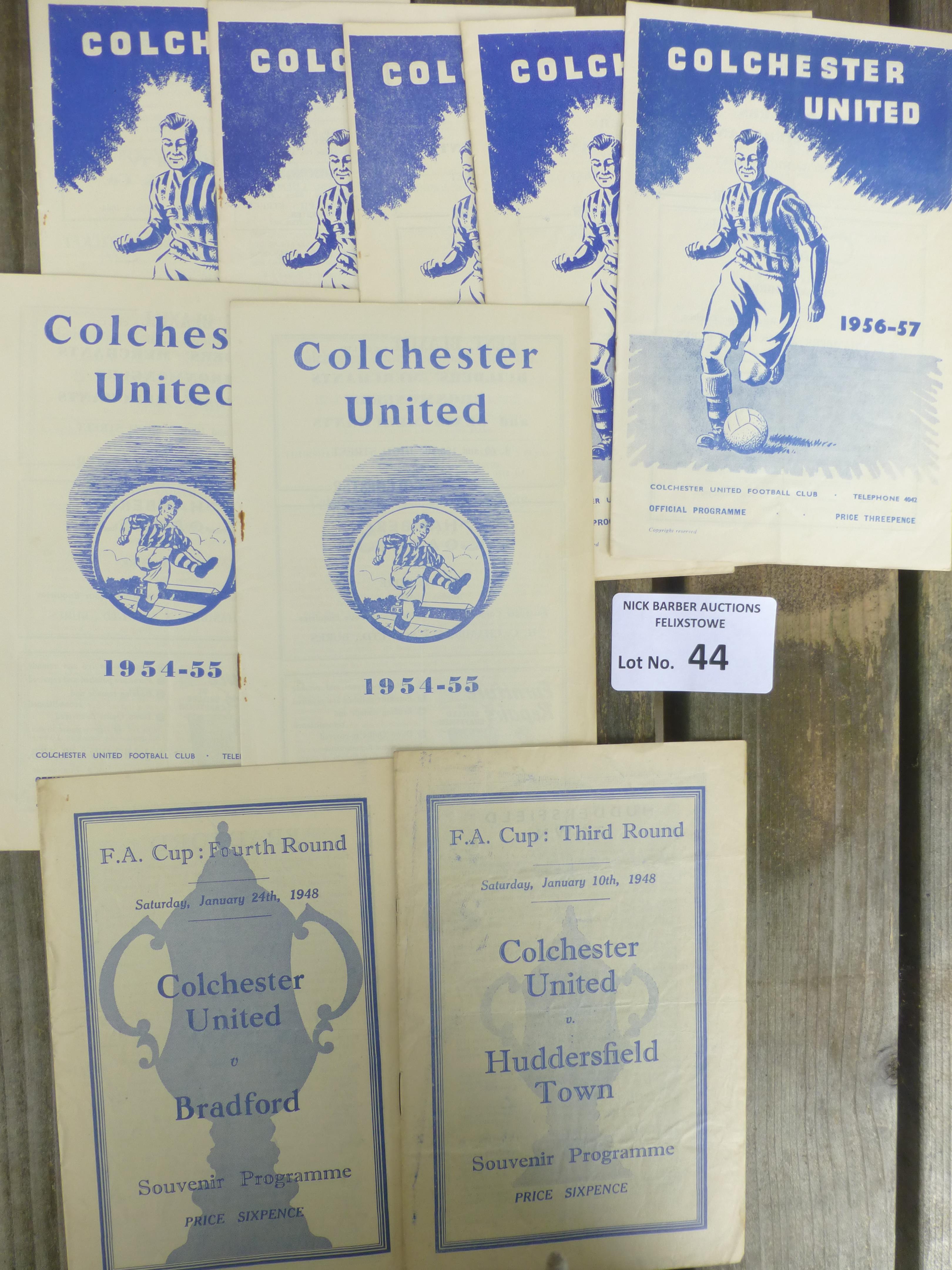 Football : Colchester Utd programmes 1948 - 1958/9