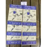 Football : Ipswich Town progs 1954/5 homes combina