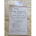 Speedway : Leeds - Fullerton Park - 4 page program