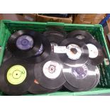 Records : Large green crate of 250+ mixed & unsort