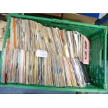 Records : Large green crate of 250+ mixed & unsort