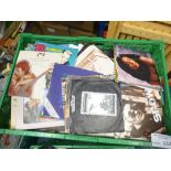 Records : Large green crate of 250+ mixed & unsort