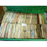 Records : Large green crate of 250+ mixed & unsort