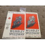 Speedway : Wembley (2) v Wimbledon 13/06/35 & v Ne