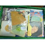 Records : Large green crate of 250+ mixed & unsort