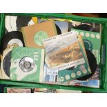 Records : Large green crate of 250+ mixed & unsort