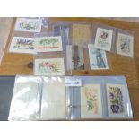 Post Cards : WW1 silk embroidered cards some still