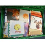 Records : Large green crate of 250+ mixed & unsort