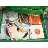 Records : Large green crate of 250+ mixed & unsort