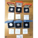 Coins : GB £1 coins silver proof 1983,1984, 1990,