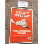 Speedway : Wembley v Test Match Riders programme 2