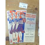 Speedway : West Ham (4) Easter mtg 29/03/34, v New