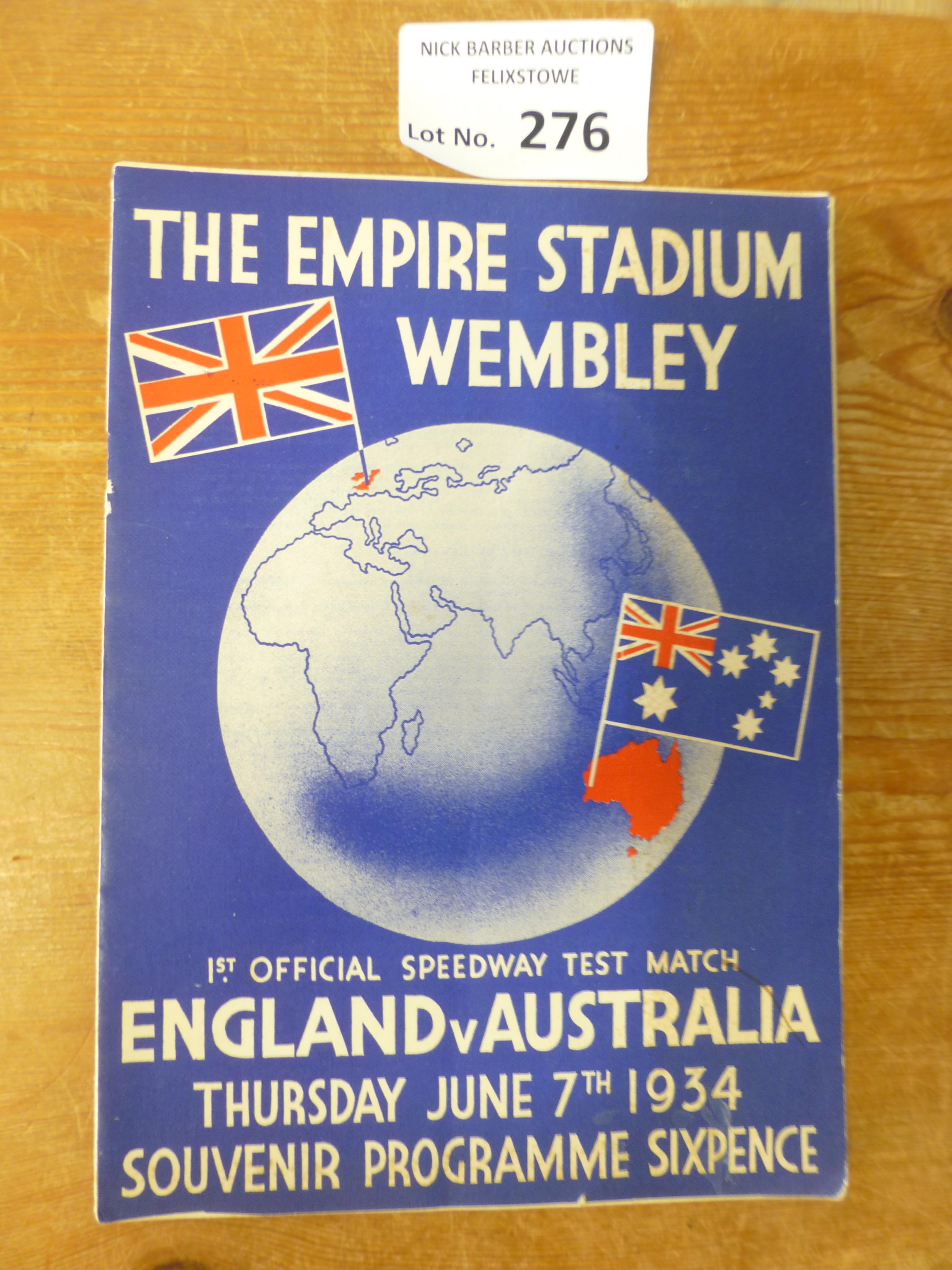 Speedway : Wembley - England v Australia 07/06/193