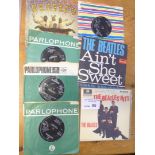 Records : BEATLES 7" singles x5 & 2 EPs in MMT - o