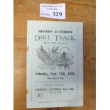 Speedway : Swindon Autodrome Dirt Track 15/09/1928