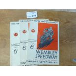 Speedway : Wembley (3) programmes v Nottingham 27/