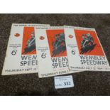Speedway : Wembley (3) progs - Grand Prix 12/09/19