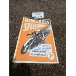 Speedway : New Cross - England v Australia prog