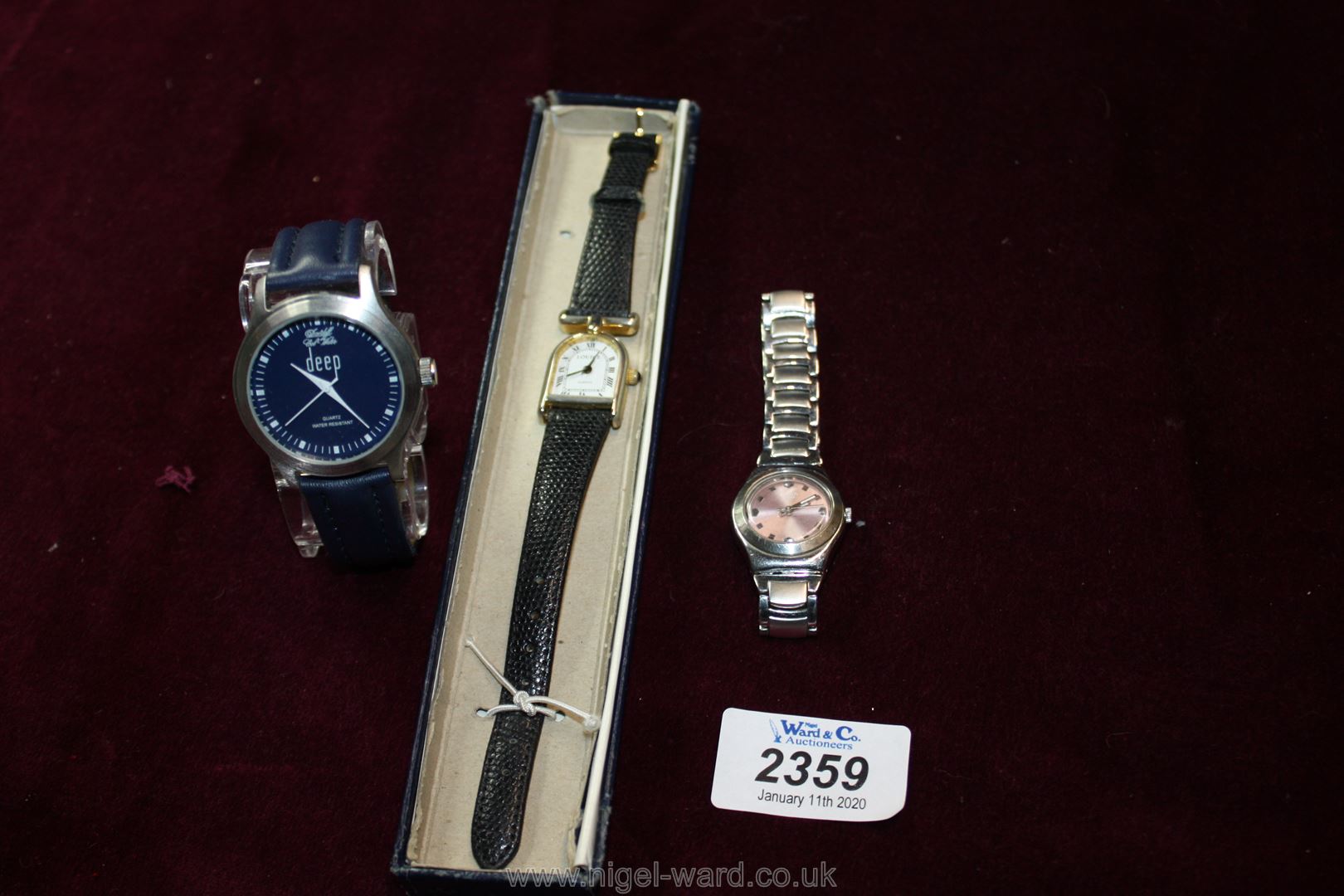 Three watches including gent's Davidoff cool water 'Deep',