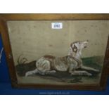 A 19th c. oil and watercolour Study of a Recumbent Hound.