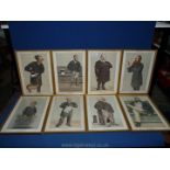 Eight framed Spy prints to include; Vanity Fair, 1871, Men of the Day, King Cole, Hippy, etc.