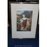 A framed and mounted Print of a small boy by Dorothy Woollard,