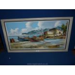 A continental Oil on canvas depicting beach scene, signed Gomez.
