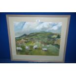 A framed and mounted acrylic painting entitled 'Above Abbotsbury'.