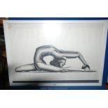 A framed print of a gymnast, signed G.C. Holman '90.