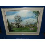 An Oil on canvas of House and gardens by Arthur Caddick.