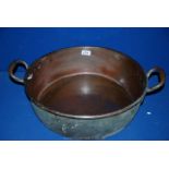 A large Copper jam Pan. 16" diameter.