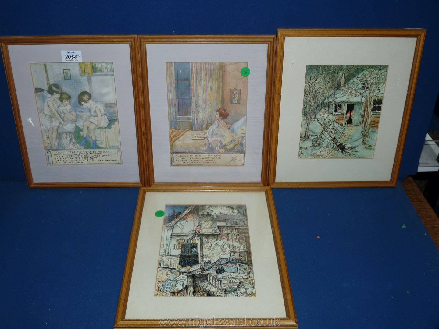 Four Prints depicting Nursery Rhymes, etc.