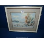 A framed and mounted Winter landscape, signed P. Trengove.