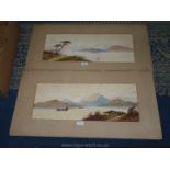 A pair of continental watercolours of a lake and mountains signed E.