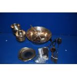 A brass Punch Bowl, accessories and cups.