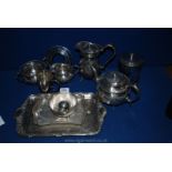 A quantity of silver plate including four piece Teaset, trays, jugs, etc.
