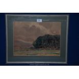 A framed and mounted Watercolour of a country landscape, signed lower right Fred Lawson 1888-1968.