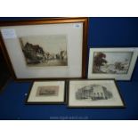 Two prints of old Hereford and two smaller framed prints.